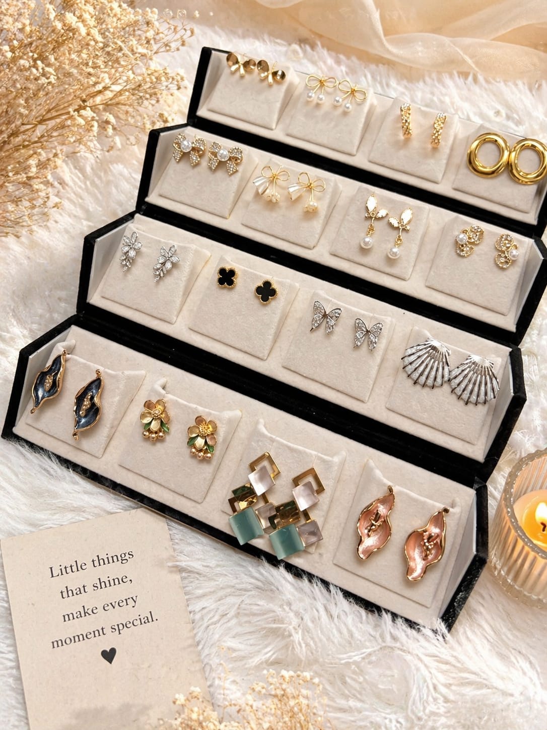 RaSha Korean Anti-Tarnish Earrings Set – 16 Pairs with Premium Organiser Box - Image 4