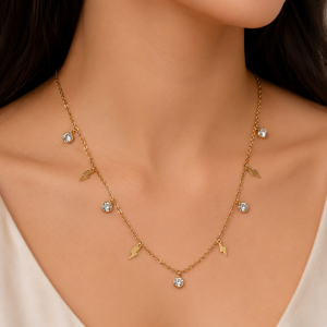 Nova Spark Charm Necklace | Gold-Tone Lightning & Zircon Charm Necklace for Women | Minimal Everyday Jewellery