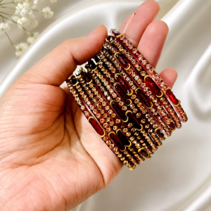 RaSha Jewels 12 Maroon Glass Moon Bangles