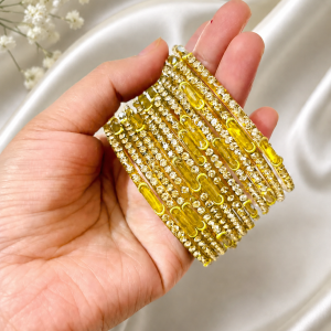 RaSha Jewels 12 Yellow Glass Moon Bangles