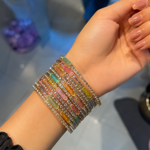 RaSha Jewels 12 Multicolor Glass Moon Bangles