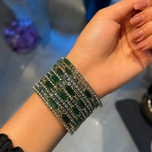 RaSha Jewels 12 Green Glass Moon Bangles