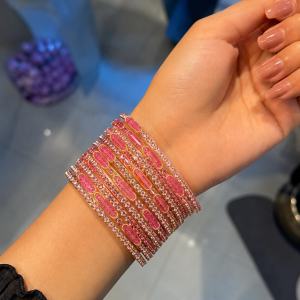 RaSha Jewels 12 Pink Glass Moon Bangles