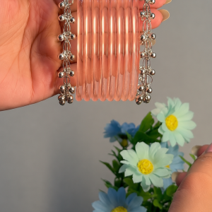 8 Peach Jelly Bangles with 2 Silver Ghungroo Bangles | RaSha Jewels