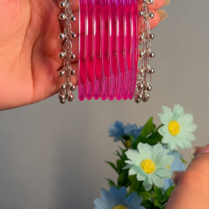 8 Raani Pink Jelly Bangles with 2 Silver Ghungroo Bangles | RaSha Jewels