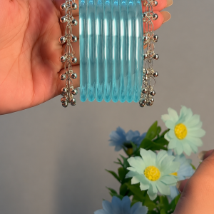 8 Surf Sky Jelly Bangles with 2 Silver Ghungroo Bangles | RaSha Jewels