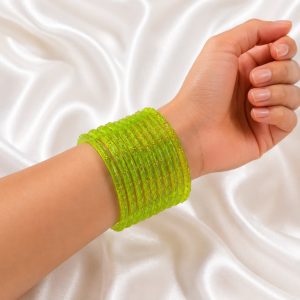 Pista Mint Green Raindrop Glass Bangles
