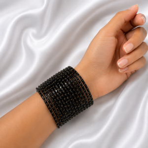 Black Raindrop Glass Bangles