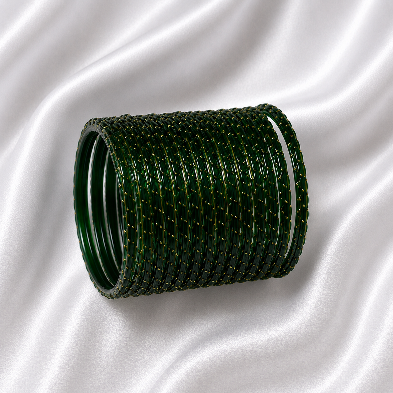 Coal Green Raindrop Glass Bangles - Image 2