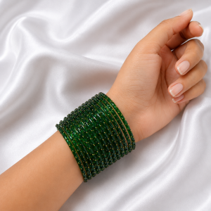 Green Raindrop Glass Bangles