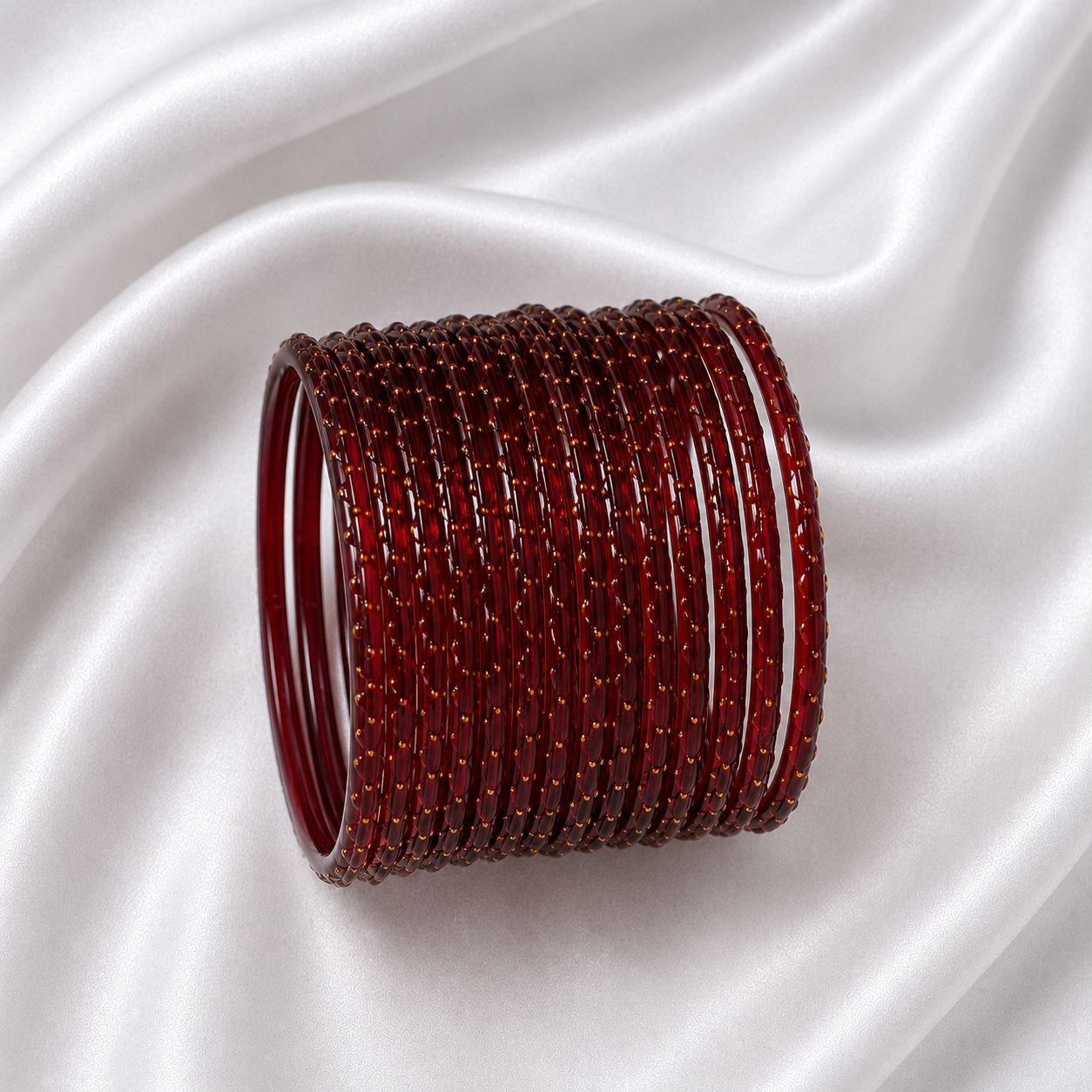 Mehroon Raindrop Glass Bangles - Image 2