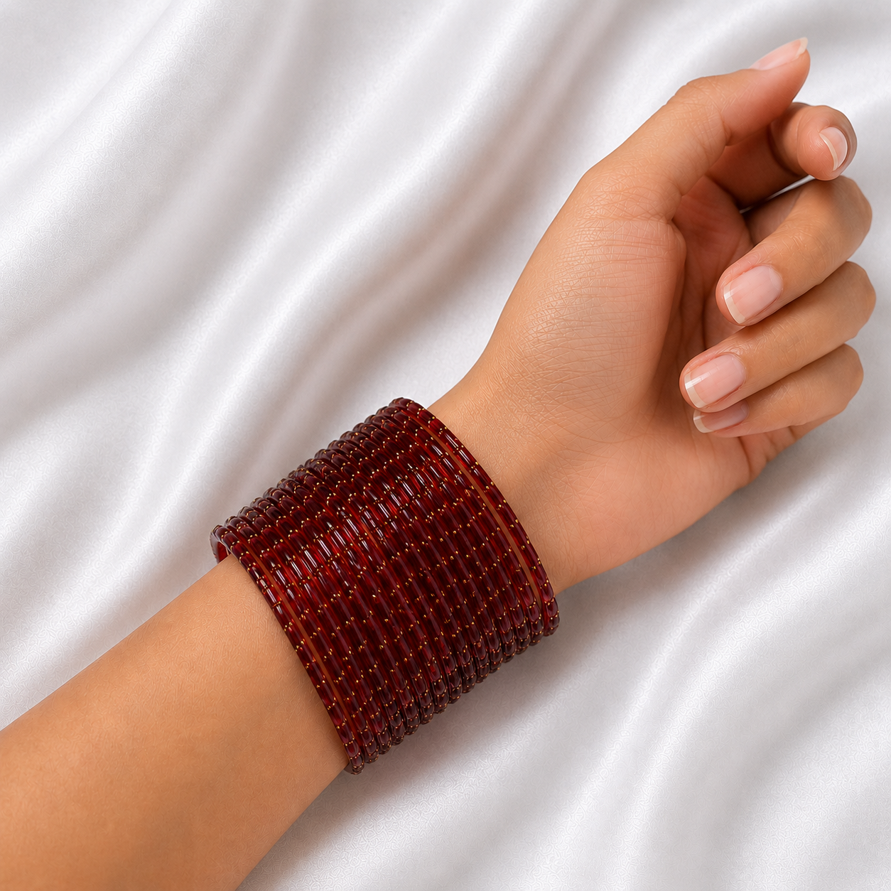Mehroon Raindrop Glass Bangles