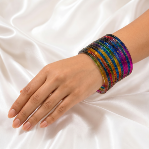 Dark Multicolor Raindrop Glass Bangles