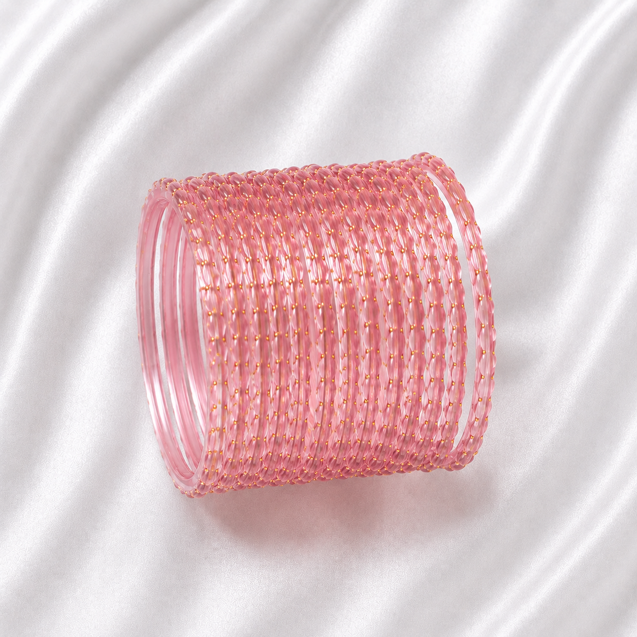 Baby Pink Raindrop Glass Bangles - Image 2