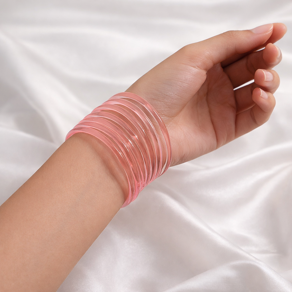 Baby Pink Jelly Bangles - Image 3
