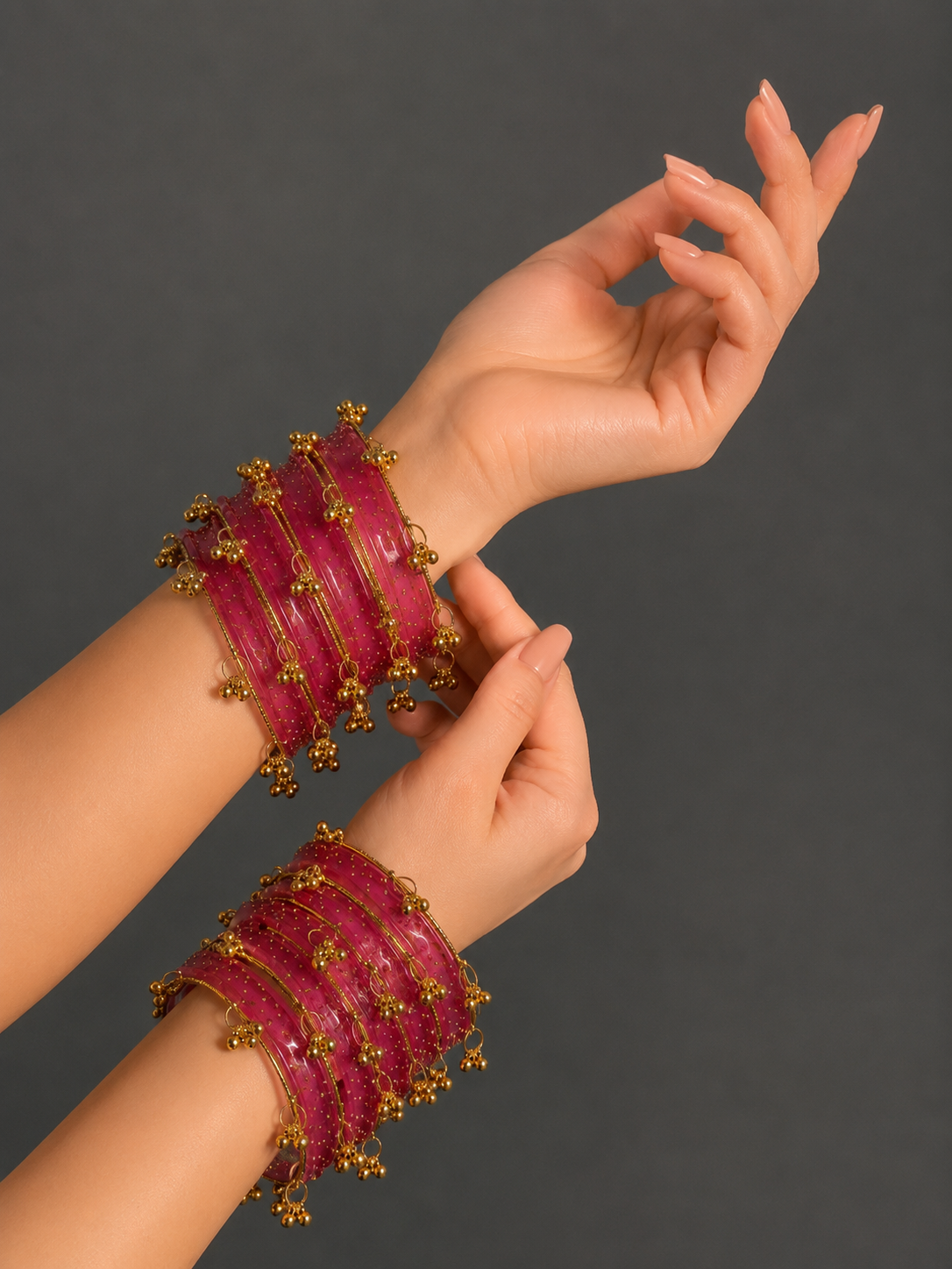 RaSha Jewels Piyazi Raindrop Glass Bangles Set for Women | 12 Raindrop Glass Bangles with 4 Kashmiri Ghungroo Bangles | Traditional Ethnic Bridal, Wedding & Festive Wear - Image 2