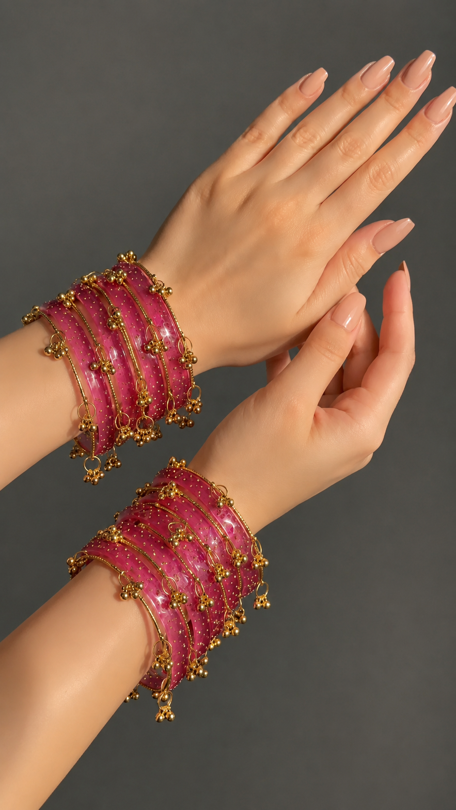 RaSha Jewels Piyazi Raindrop Glass Bangles Set for Women | 12 Raindrop Glass Bangles with 4 Kashmiri Ghungroo Bangles | Traditional Ethnic Bridal, Wedding & Festive Wear