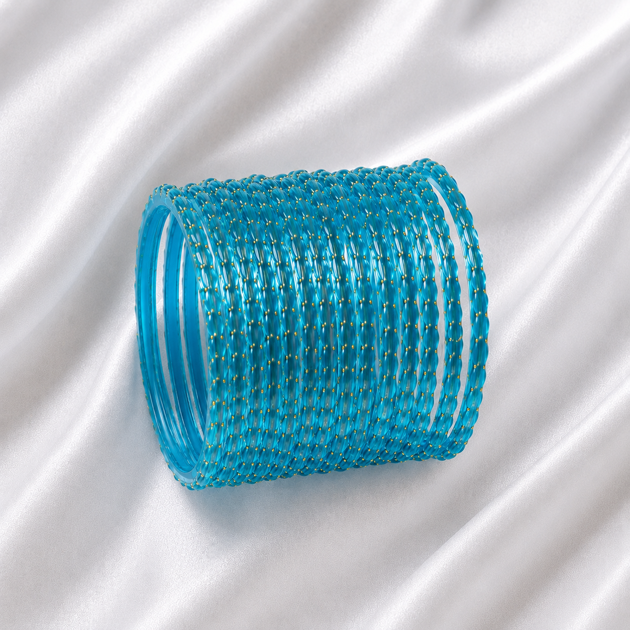 Surf (Sky Blue) Raindrop Glass Bangles - Image 2