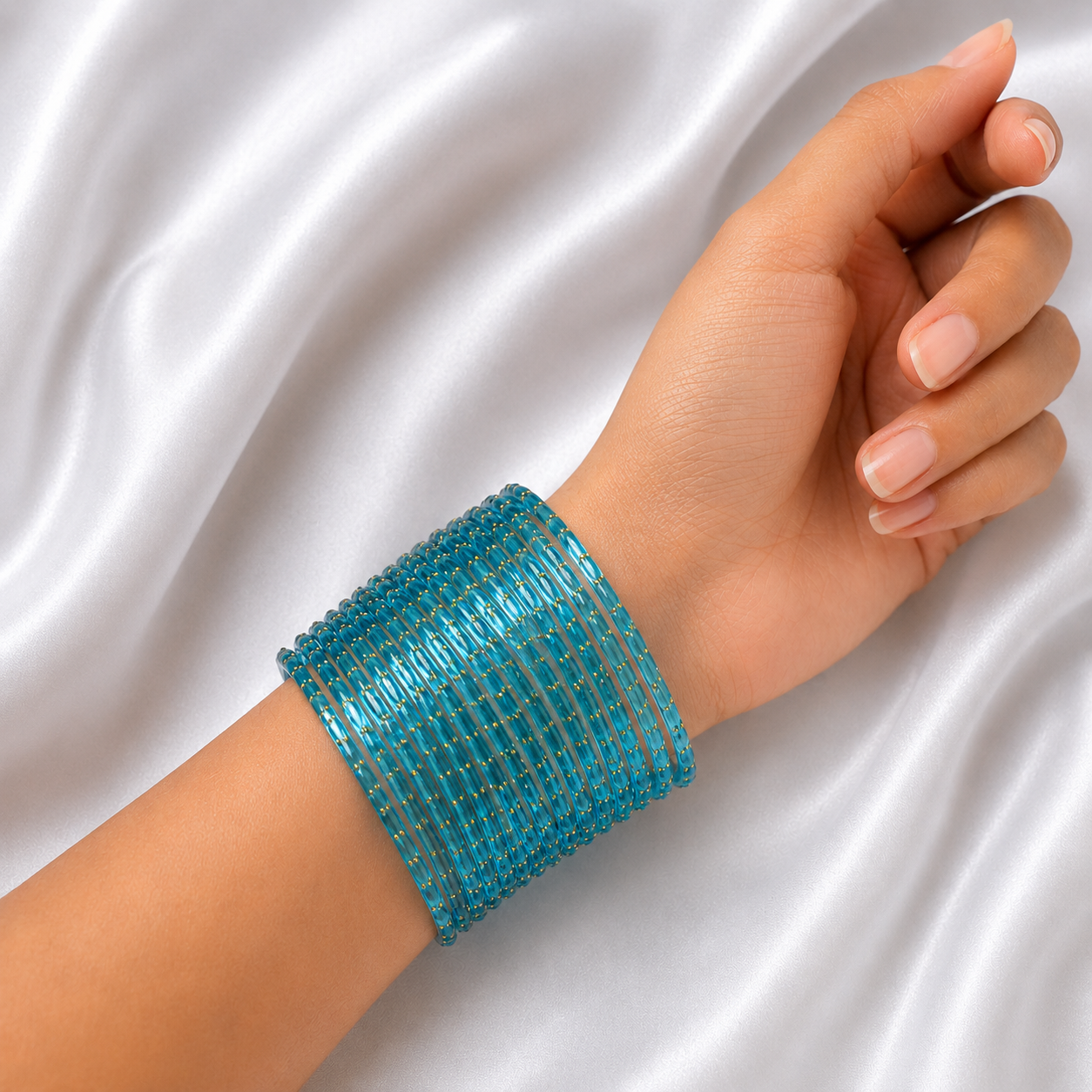 Surf (Sky Blue) Raindrop Glass Bangles