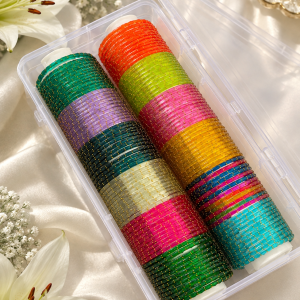 RaSha Jewels 12 Color Raindrop Glass Bangles  ( 12 dozen )Set with Premium Storage Box | Multicolor Glass Bangles Collection    (288 pieces)