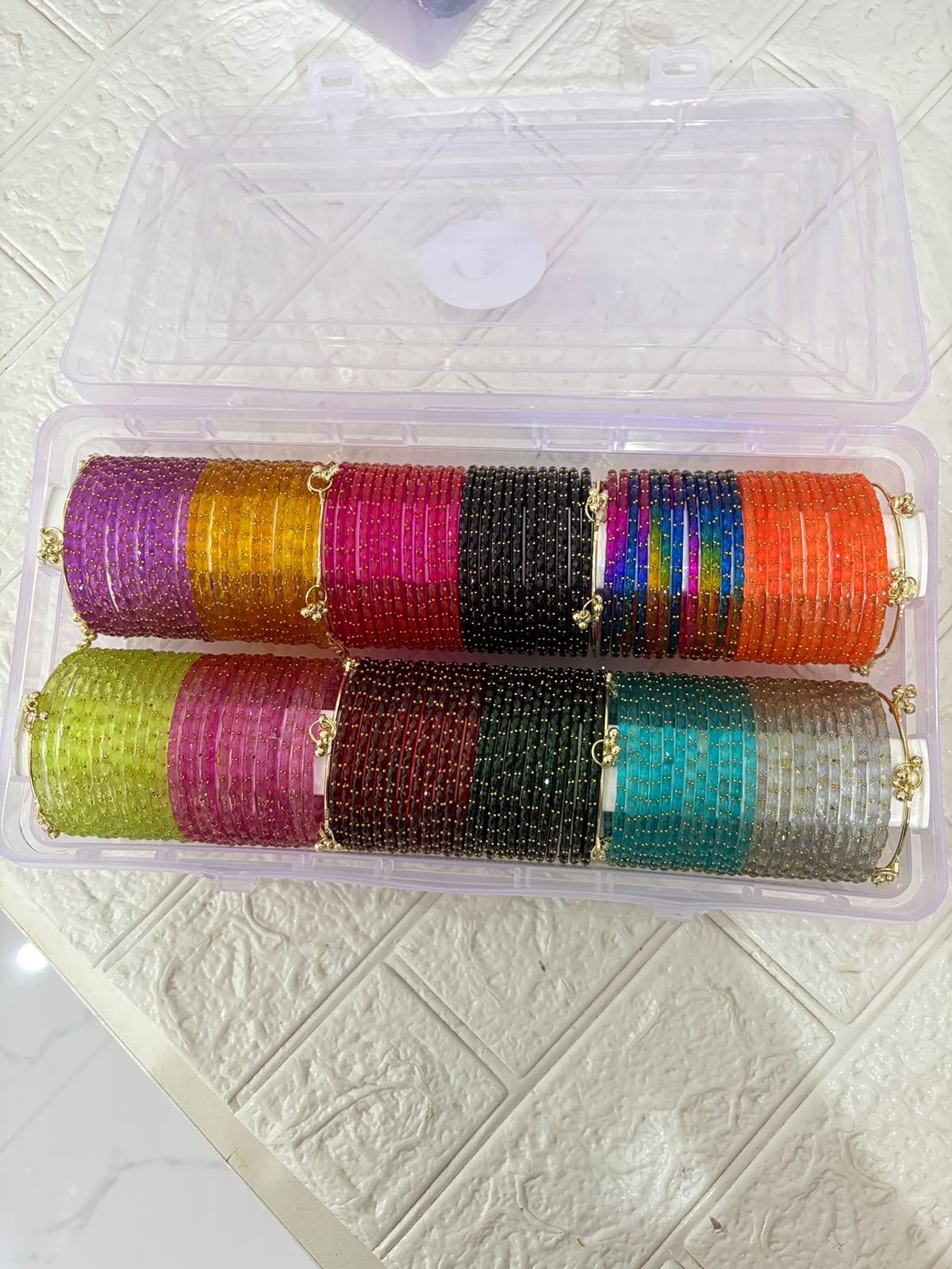 RaSha Jewels 12 Color Raindrop Glass Bangles ( 12 dozen )Set with Premium Storage Box | Multicolor Glass Bangles Collection (288 pieces) - Image 5