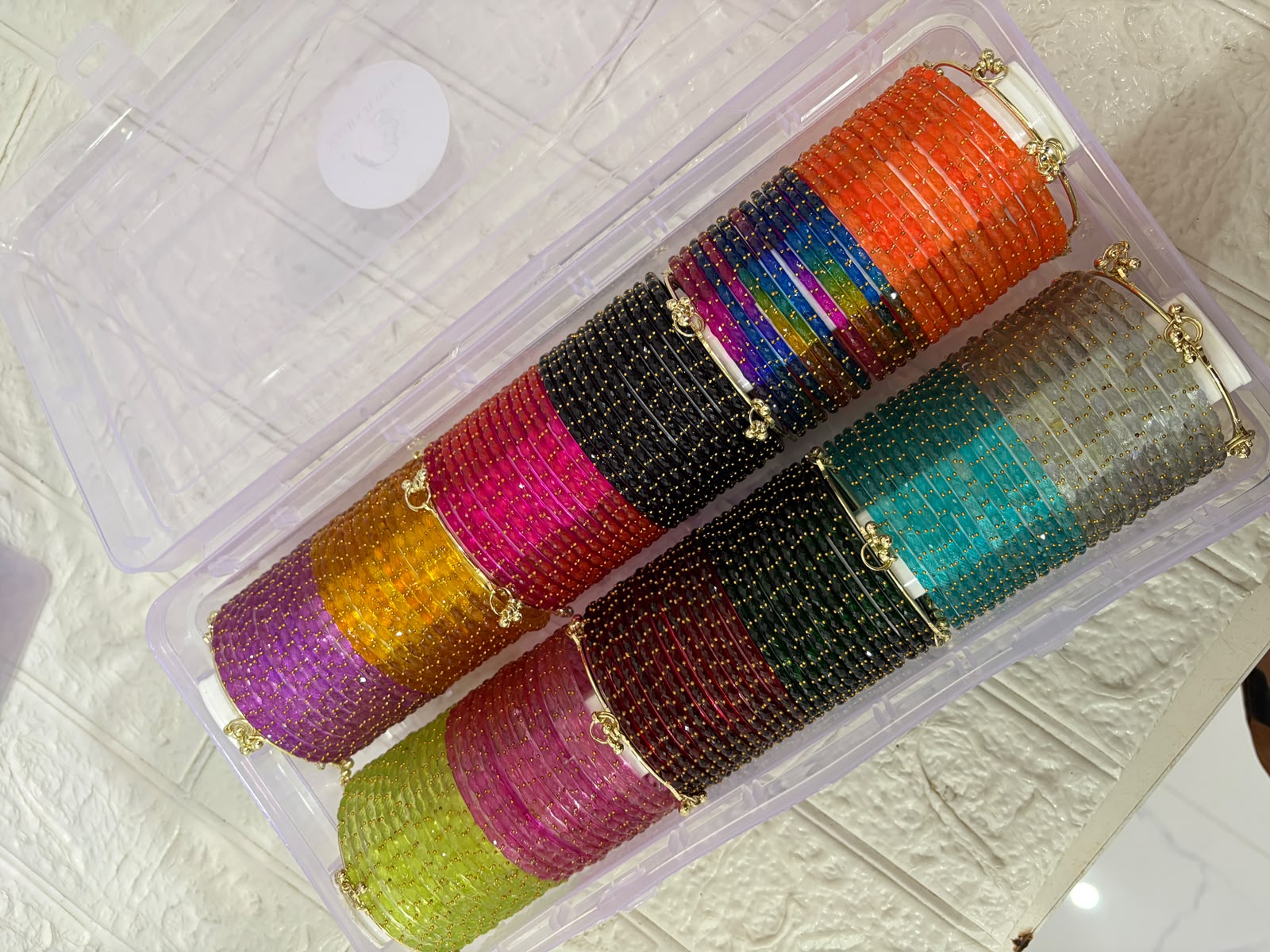 RaSha Jewels 12 Color Raindrop Glass Bangles ( 12 dozen )Set with Premium Storage Box | Multicolor Glass Bangles Collection (288 pieces) - Image 3