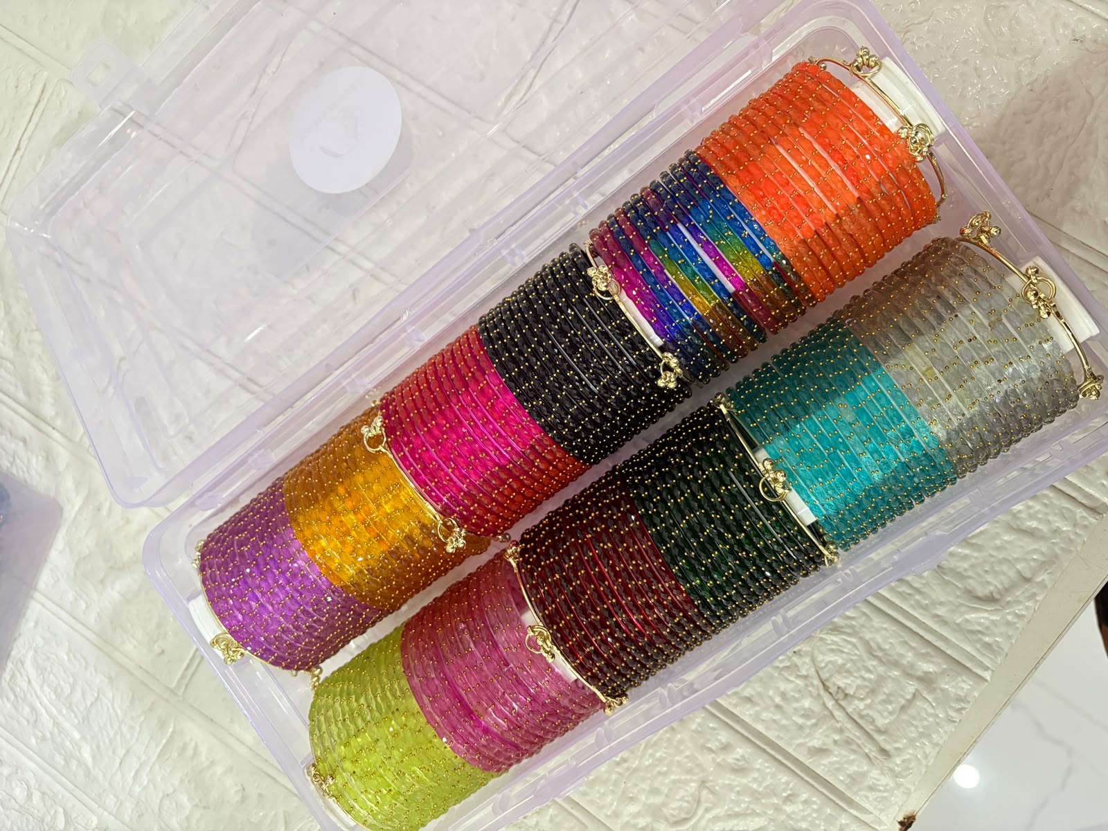 RaSha Jewels 12 Color Raindrop Glass Bangles ( 12 dozen )Set with Premium Storage Box | Multicolor Glass Bangles Collection (288 pieces) - Image 4
