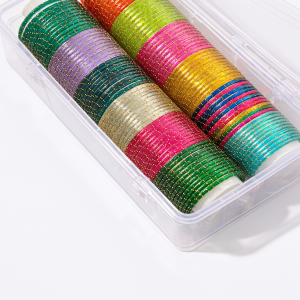 RaSha Jewels 12 Color Raindrop Glass Bangles ( 12 dozen )Set with Premium Storage Box | Multicolor Glass Bangles Collection (288 pieces)